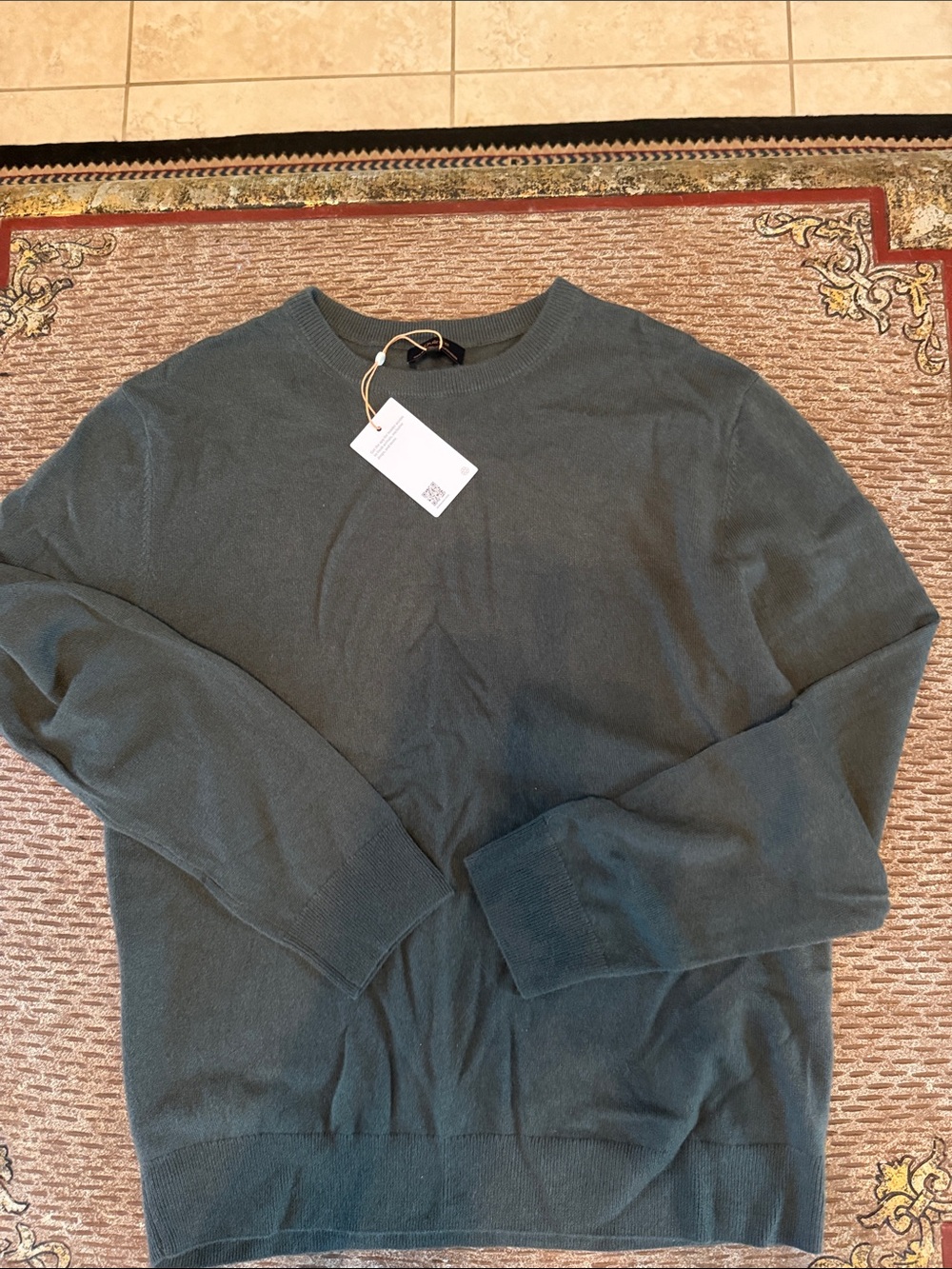 Quince Mongolian Cashmere Crewneck Sweater in Moss